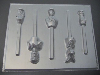 457sp Scrubby Dog Friends Chocolate or Hard Candy Lollipop Mold